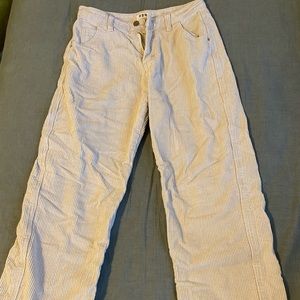 Cream Corduroy Straight-Leg Pants